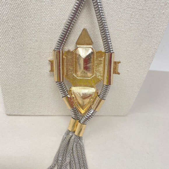 The Limited Statement Tassel Necklace Silver-Tone Long Length Chunky Glam - Picture 7 of 8